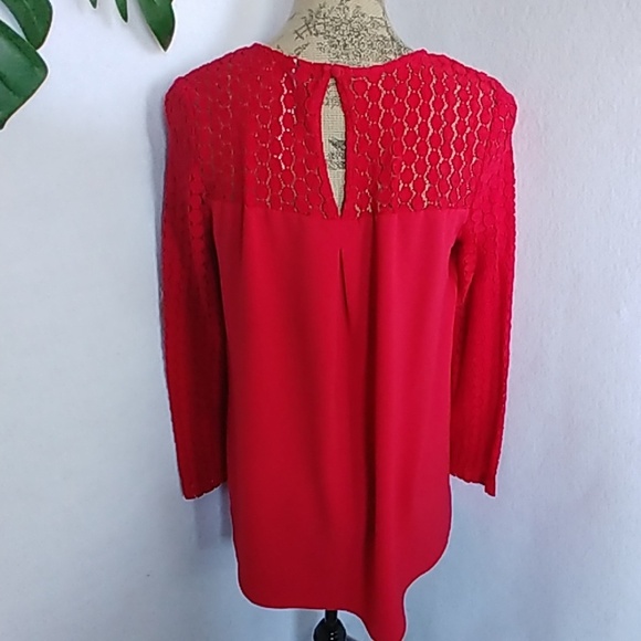 Kensie Red Lace Top Blouse Shirt - Picture 3 of 5